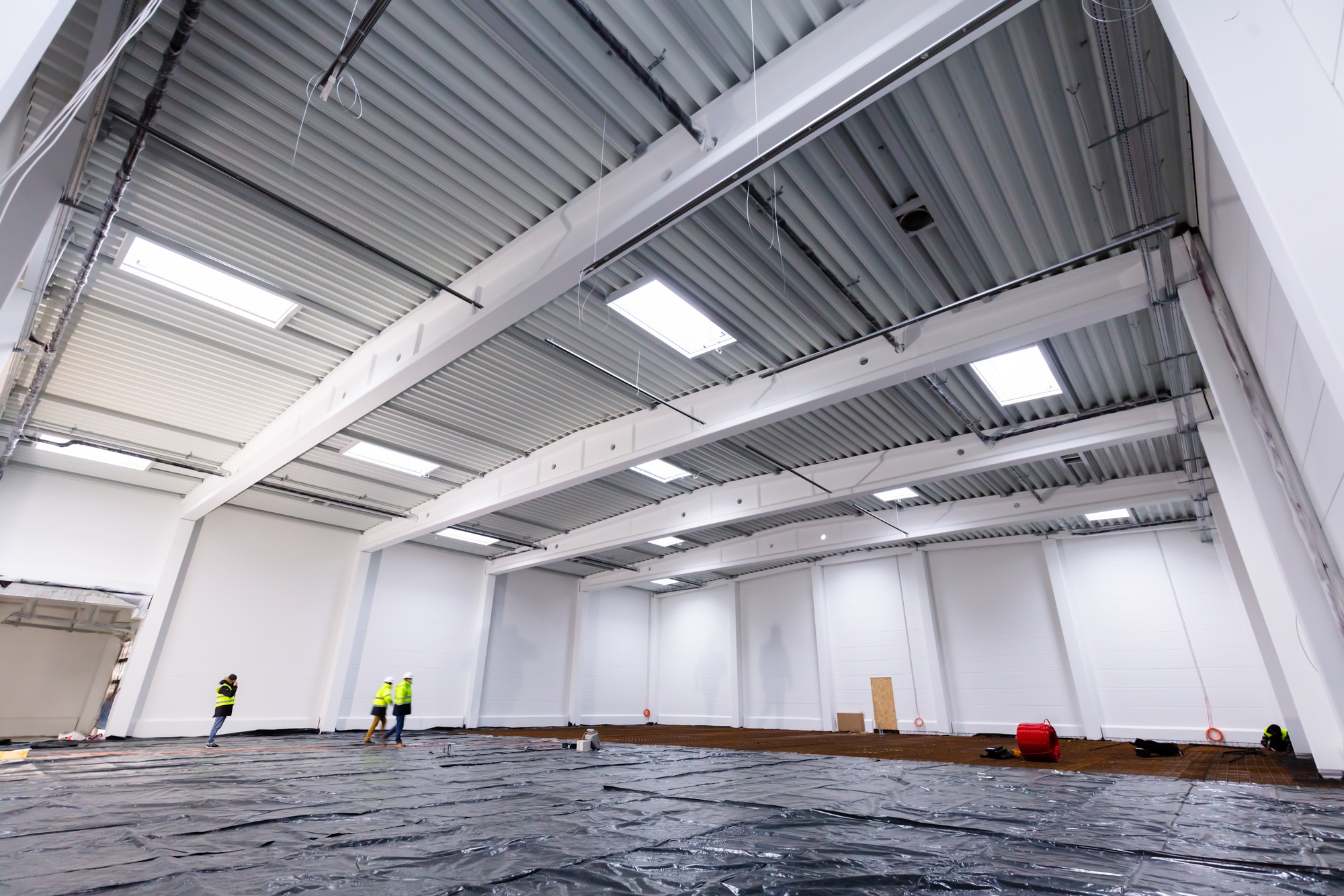 Warehouse construction site. Building a new industrial hall