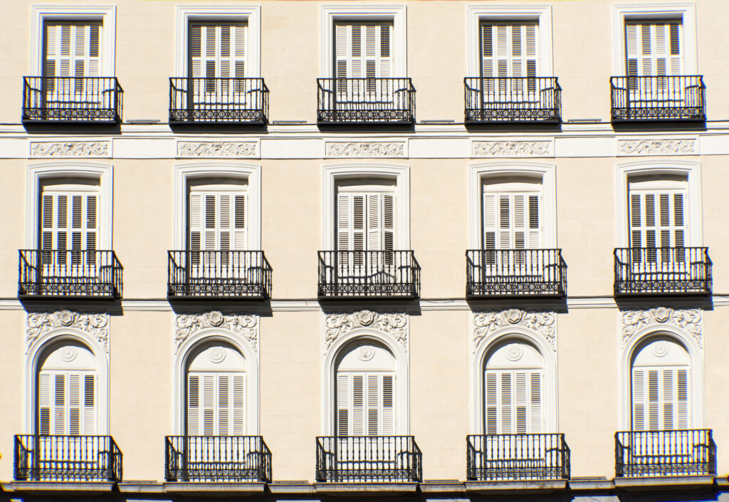 Facade with balconies in Madrid